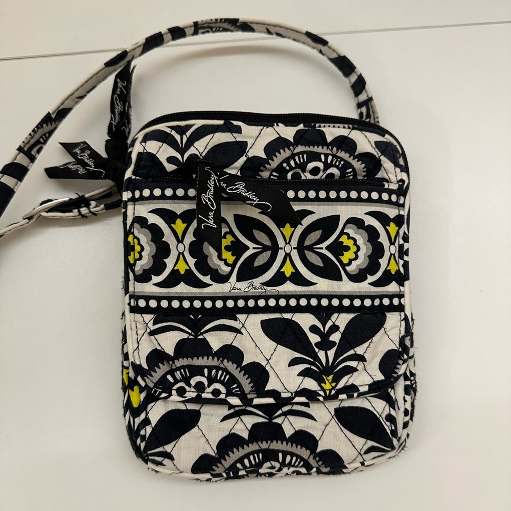 Vera Bradley Black and Yellow Patterned Crossbody Bag